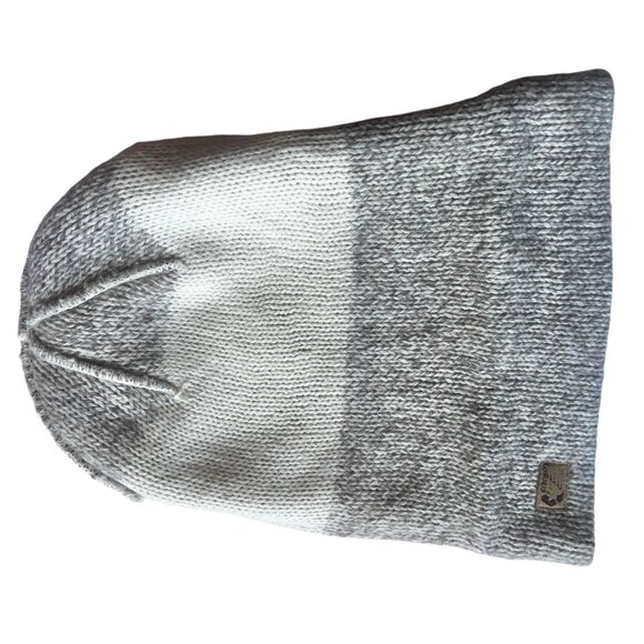 EccoRaggs Wool Blend Beanie Hat Knitted Gray Beige - Picture 5 of 7